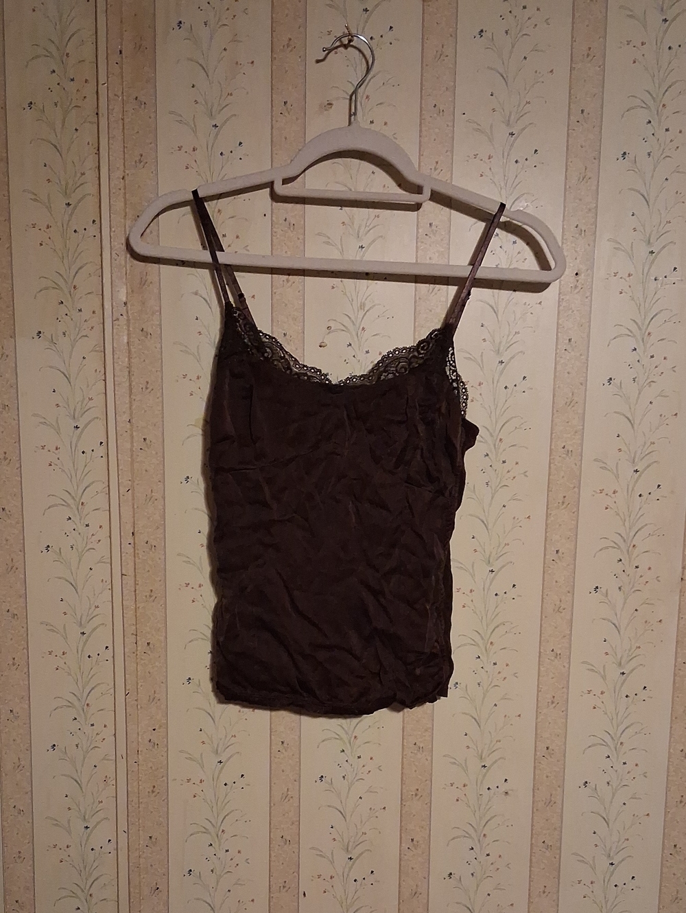 Ann Taylor Dark Brown Lace-Trim Camisole